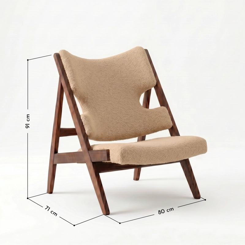 SITIAL DE MADERA SHERPA ARENA POLTRONA DISEÑO ESTILO JAPANDI NORDICO - 2