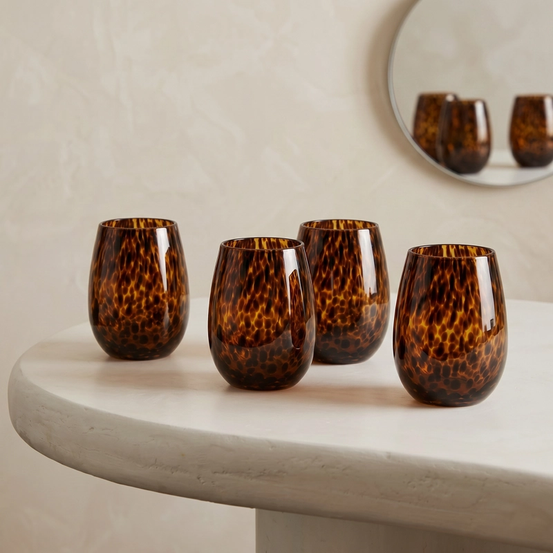 SET DECORATIVA DE 4 VASOS DE VIDRIO CAREY - 1