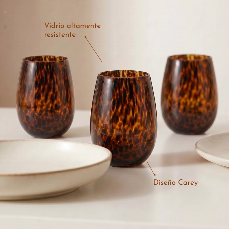 SET DECORATIVA DE 4 VASOS DE VIDRIO CAREY - 4