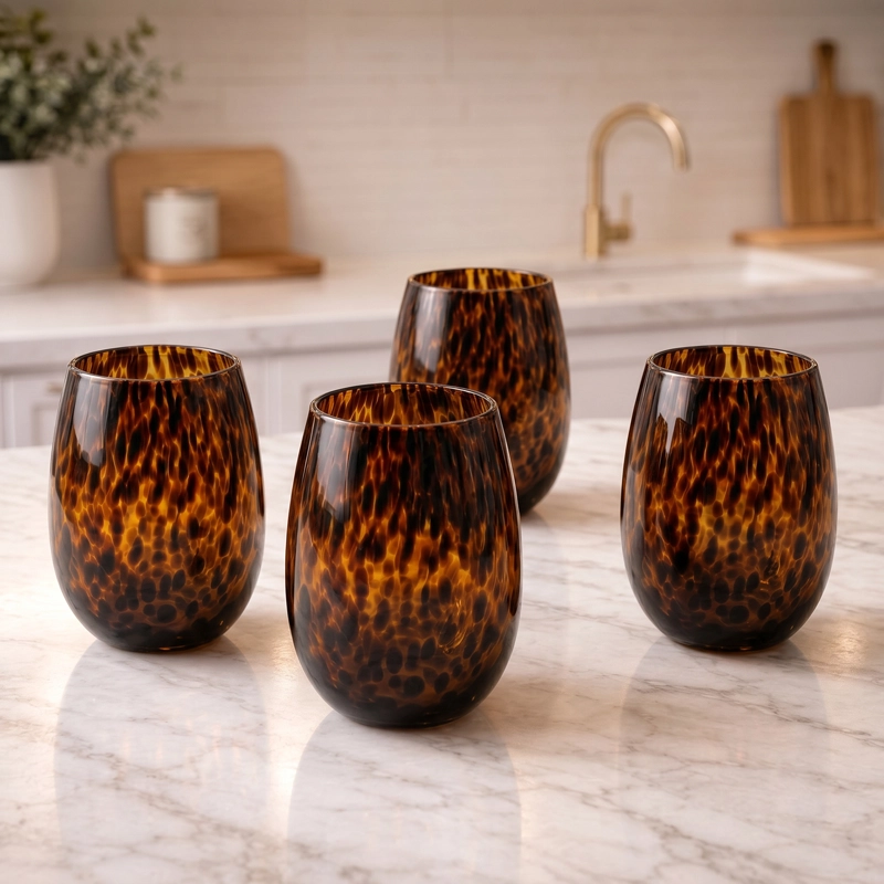 SET DECORATIVA DE 4 VASOS DE VIDRIO CAREY - 6