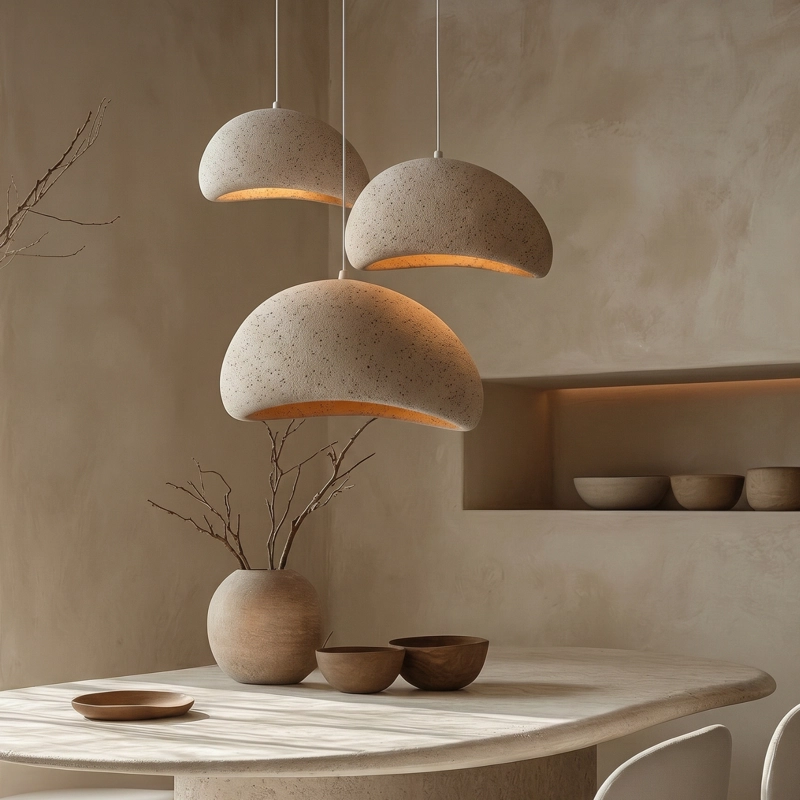 LAMPARA DE TECHO WABI SABI GRIS GRANITO LUNAR DE 50 CM - 5