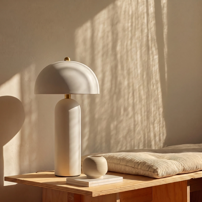 LAMPARA DE MESA DE CERAMICA BLANCA - 6