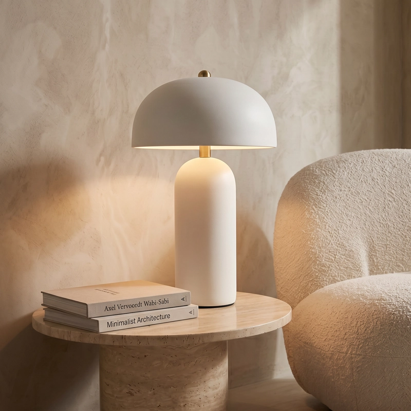 LAMPARA DE MESA DE CERAMICA BLANCA - 7