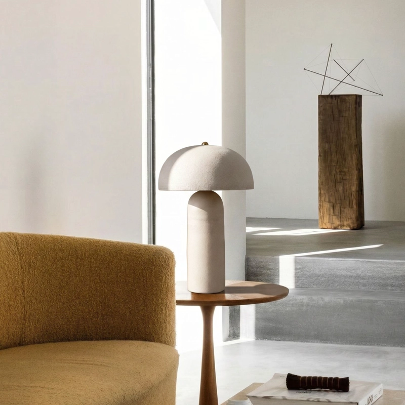LAMPARA DE MESA DE CERAMICA BLANCA - 8