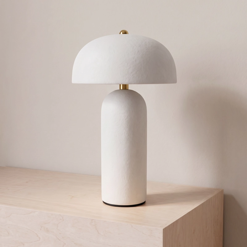 LAMPARA DE MESA DE CERAMICA BLANCA - 9