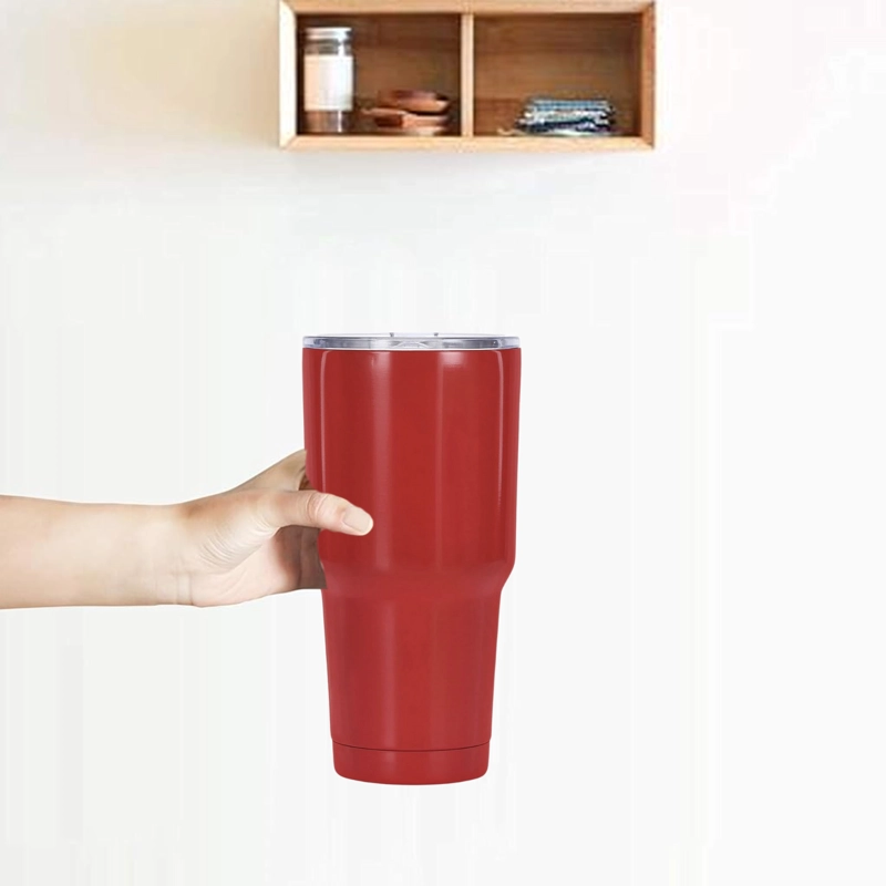 VASO TE RMICO DE ACERO INOXIDABLE 900 ML COLOR ROJO - 2