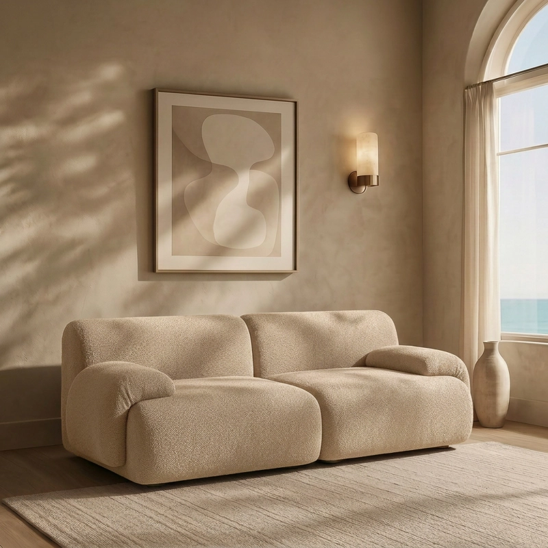SOFA DE 2 CUERPOS MODELO DUNE COLOR ARENA PARA SALON Y LIVING - 1