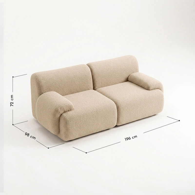 SOFA DE 2 CUERPOS MODELO DUNE COLOR ARENA PARA SALON Y LIVING - 3