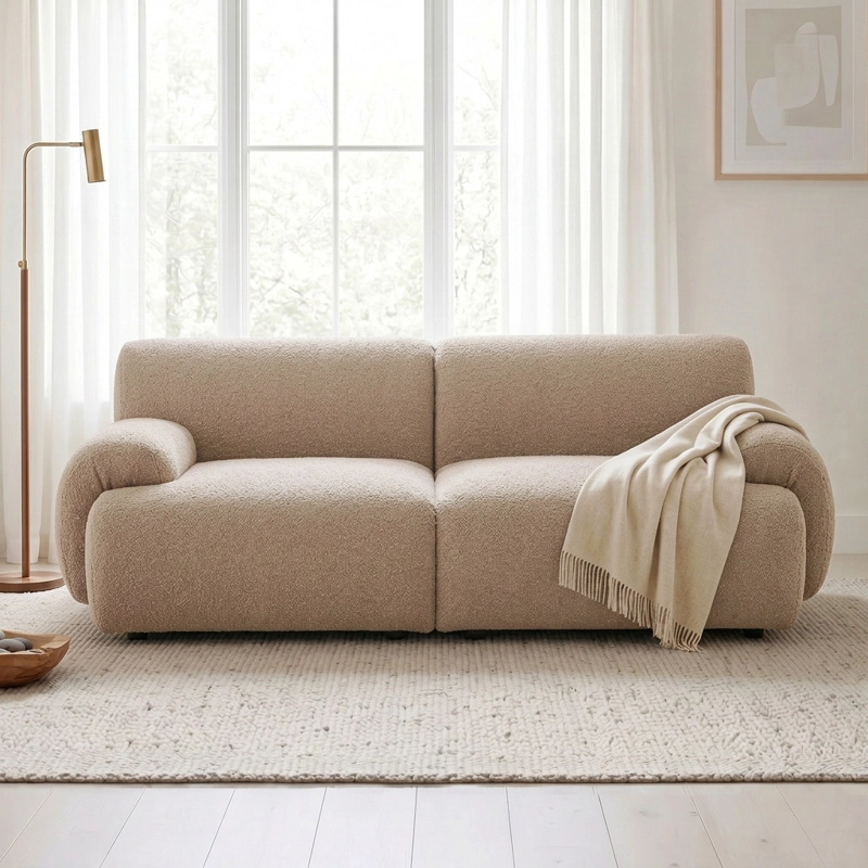 SOFA DE 2 CUERPOS MODELO DUNE COLOR ARENA PARA SALON Y LIVING - 5