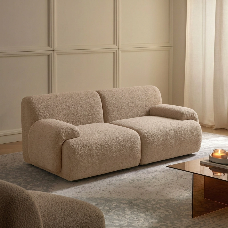 SOFA DE 2 CUERPOS MODELO DUNE COLOR ARENA PARA SALON Y LIVING - 7