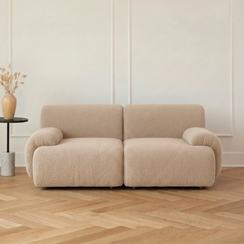 SOFA DE 2 CUERPOS MODELO DUNE COLOR ARENA PARA SALON Y LIVING - 8