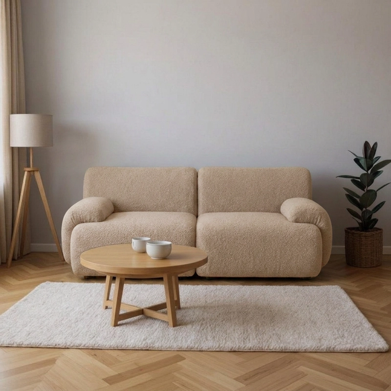 SOFA DE 2 CUERPOS MODELO DUNE COLOR ARENA PARA SALON Y LIVING - 9