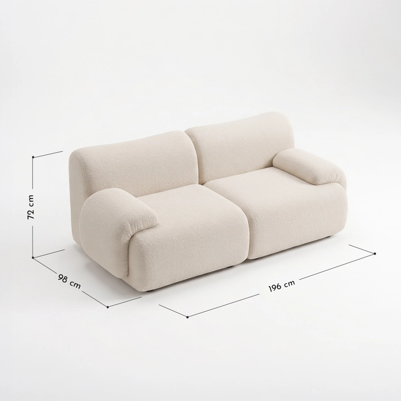 SOFA DUNE BEIGE 2 CUERPOS ESTILO NORDICO JAPANDI MINIMALISTA - 3