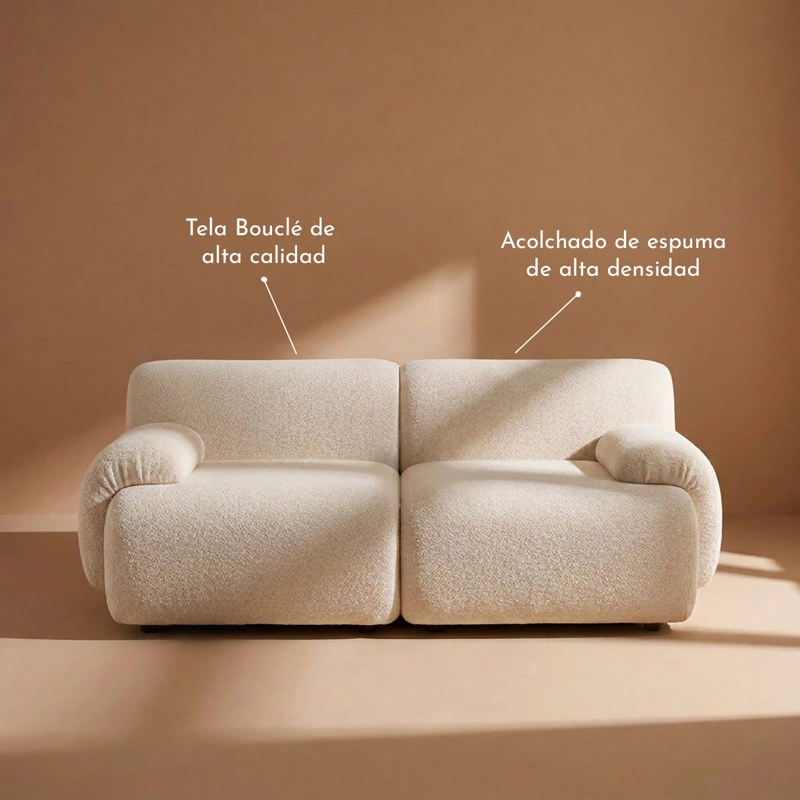 SOFA DUNE BEIGE 2 CUERPOS ESTILO NORDICO JAPANDI MINIMALISTA - 4