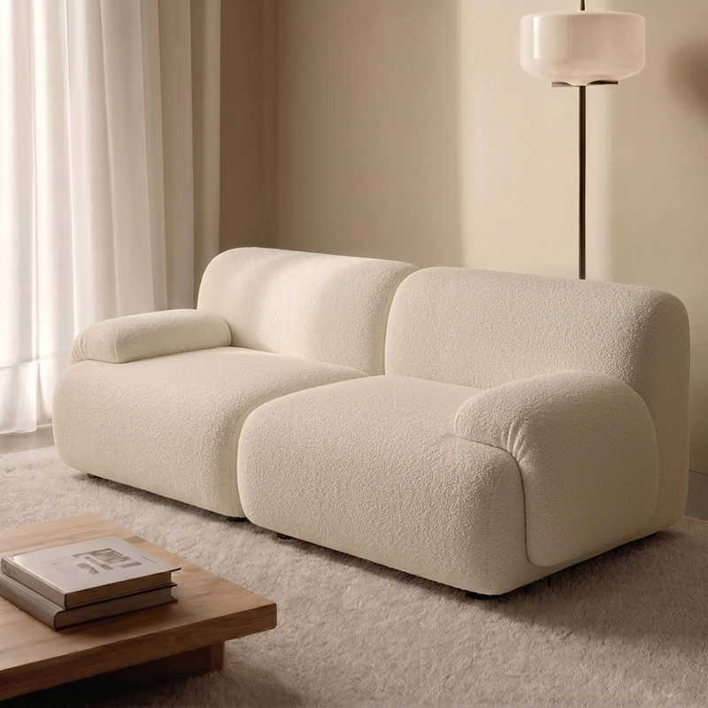 SOFA DUNE BEIGE 2 CUERPOS ESTILO NORDICO JAPANDI MINIMALISTA - 5