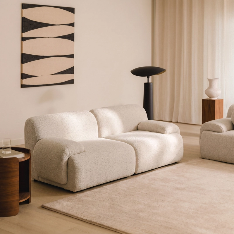 SOFA DUNE BEIGE 2 CUERPOS ESTILO NORDICO JAPANDI MINIMALISTA - 6