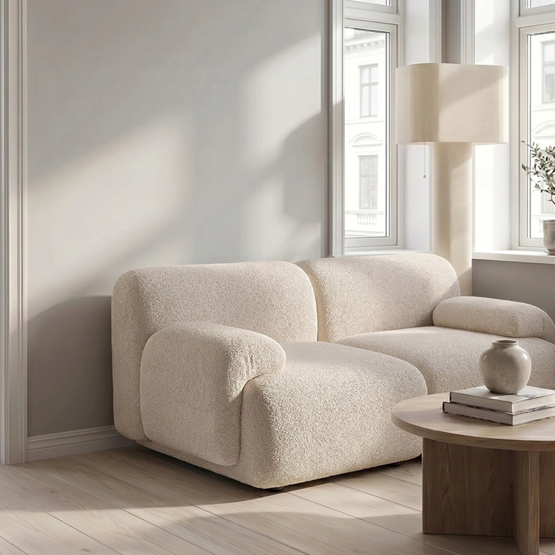 SOFA DUNE BEIGE 2 CUERPOS ESTILO NORDICO JAPANDI MINIMALISTA - 8