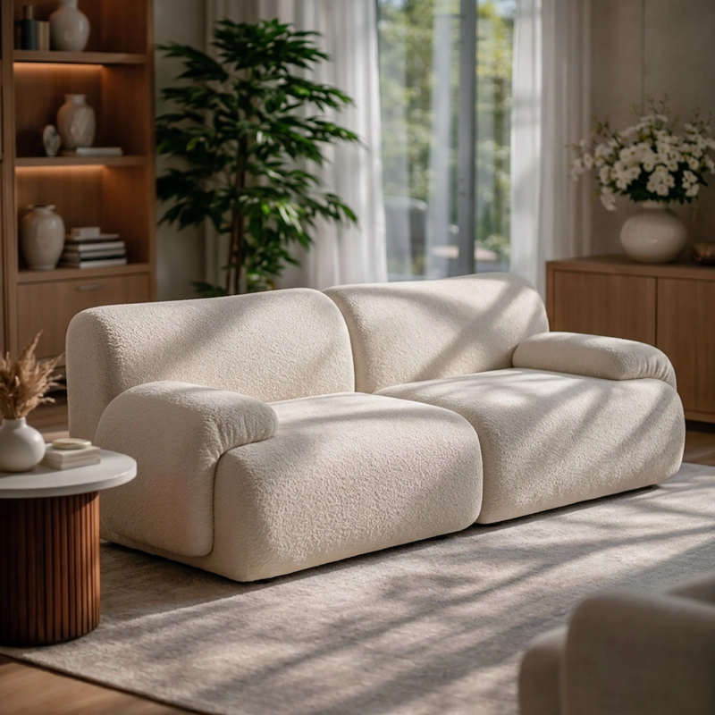 SOFA DUNE BEIGE 2 CUERPOS ESTILO NORDICO JAPANDI MINIMALISTA - 9