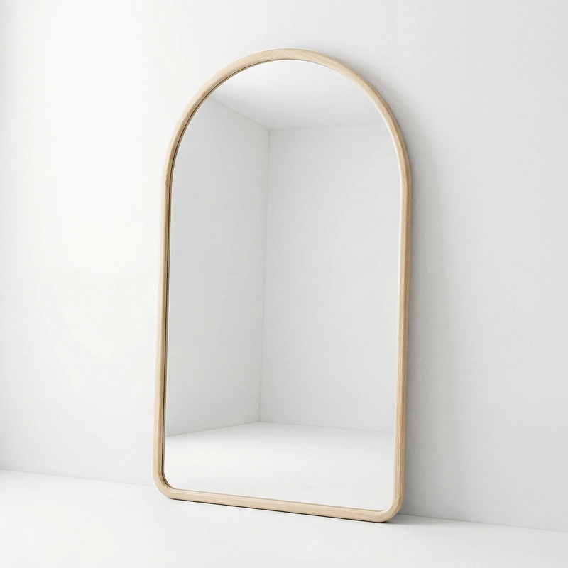 ESPEJO DECORATIVO EN ARCO DE CUERPO ENTERO DE MADERA ABEDUL NATURAL 190X110 CM - 2