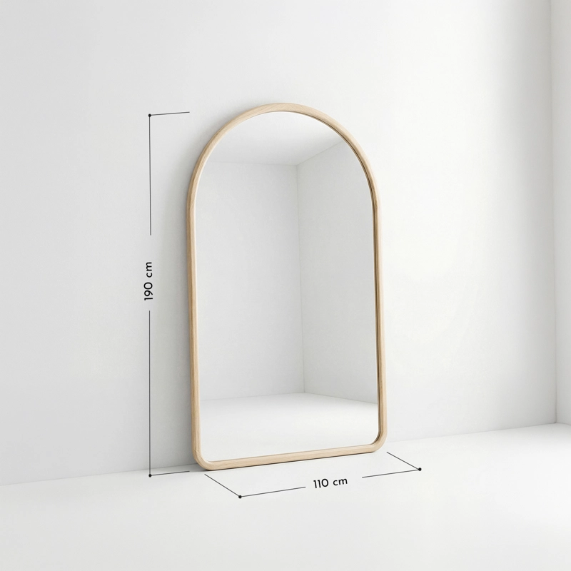 ESPEJO DECORATIVO EN ARCO DE CUERPO ENTERO DE MADERA ABEDUL NATURAL 190X110 CM - 3