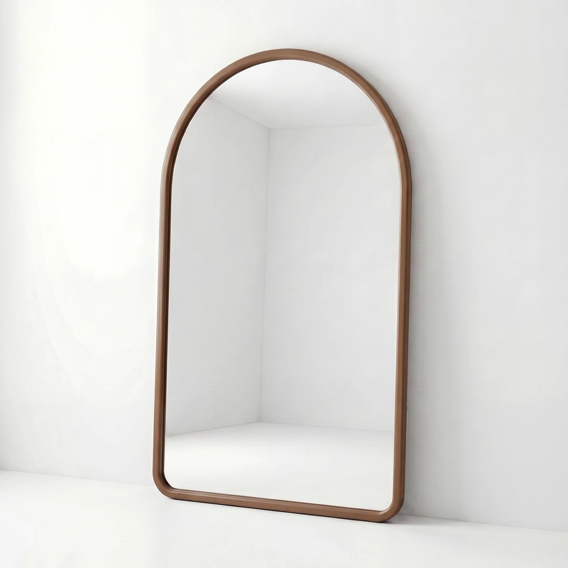 ESPEJO DECORATIVO EN ARCO DE CUERPO ENTERO DE MADERA NOGAL NATURAL 190X110 CM - 2