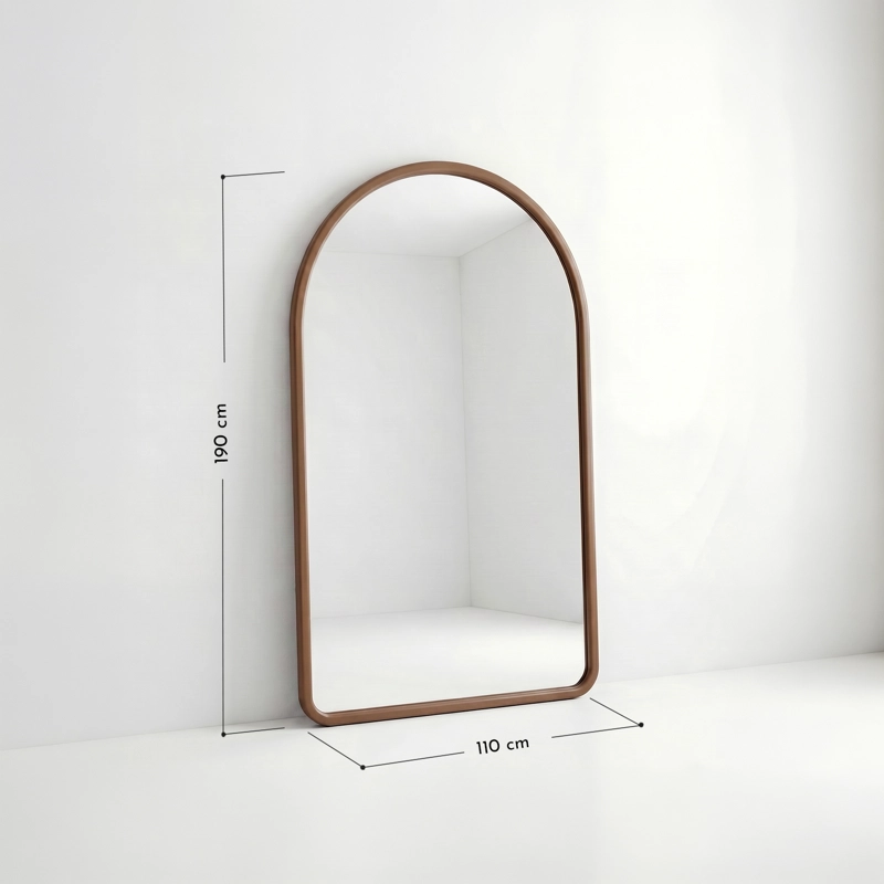 ESPEJO DECORATIVO EN ARCO DE CUERPO ENTERO DE MADERA NOGAL NATURAL 190X110 CM - 3