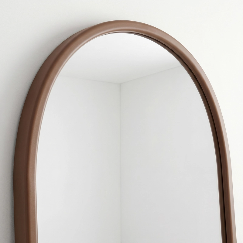 ESPEJO DECORATIVO EN ARCO DE CUERPO ENTERO DE MADERA NOGAL NATURAL 190X110 CM - 9