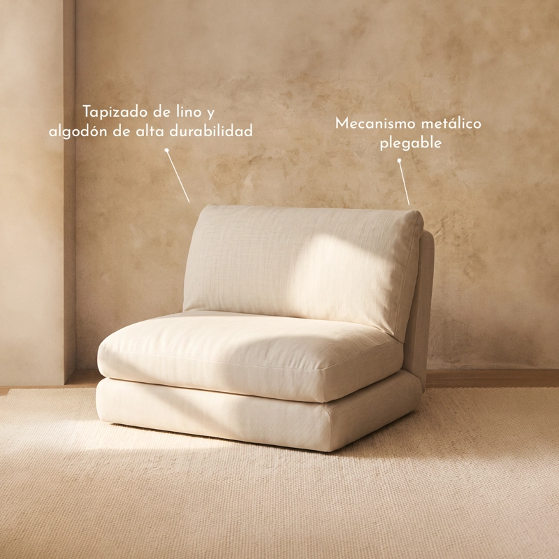 SOFA CAMA PLEGABLE CREMA - 4