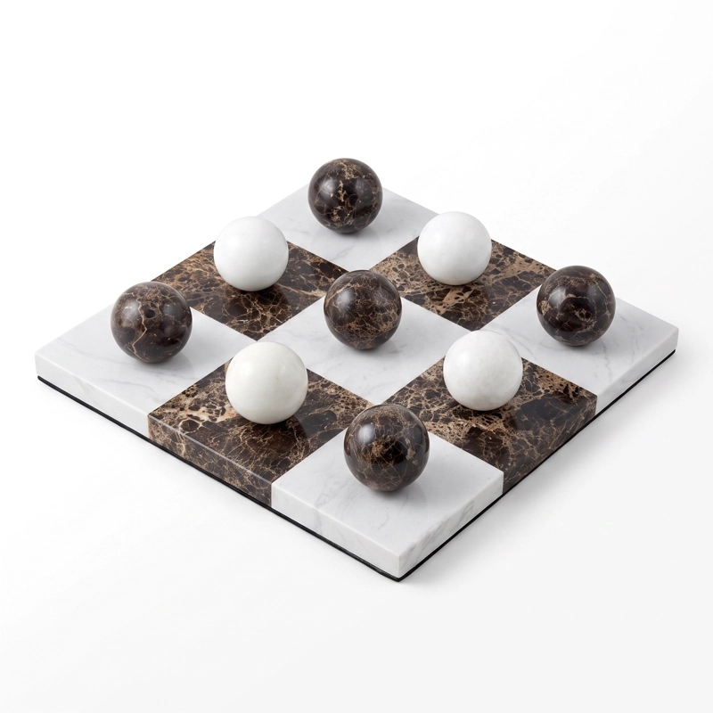 TABLERO DE MARMOL TRES EN RAYA 30CM JUEGO DECORATIVO ELEGANTE ESTILO MODERNO - 2