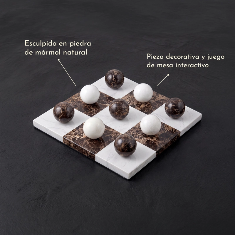 TABLERO DE MARMOL TRES EN RAYA 30CM JUEGO DECORATIVO ELEGANTE ESTILO MODERNO - 4
