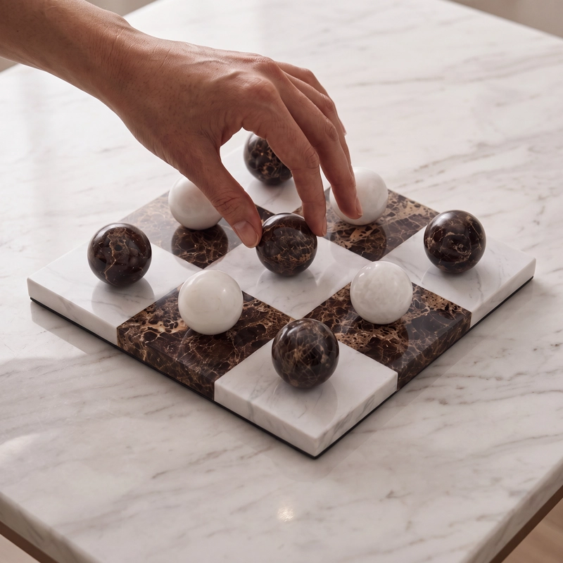 TABLERO DE MARMOL TRES EN RAYA 30CM JUEGO DECORATIVO ELEGANTE ESTILO MODERNO - 6