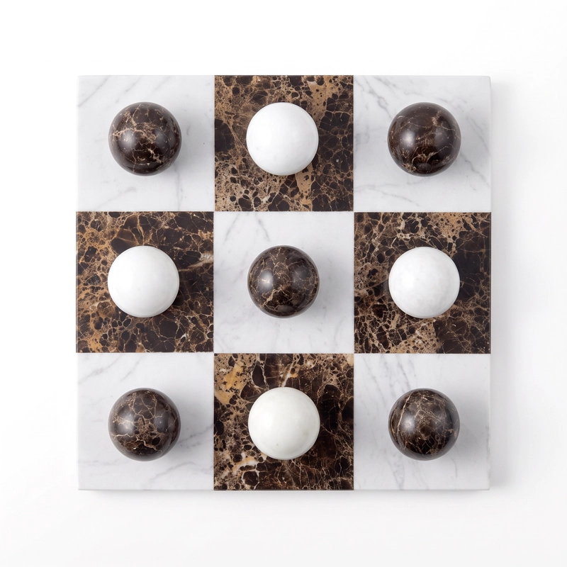 TABLERO DE MARMOL TRES EN RAYA 30CM JUEGO DECORATIVO ELEGANTE ESTILO MODERNO - 9