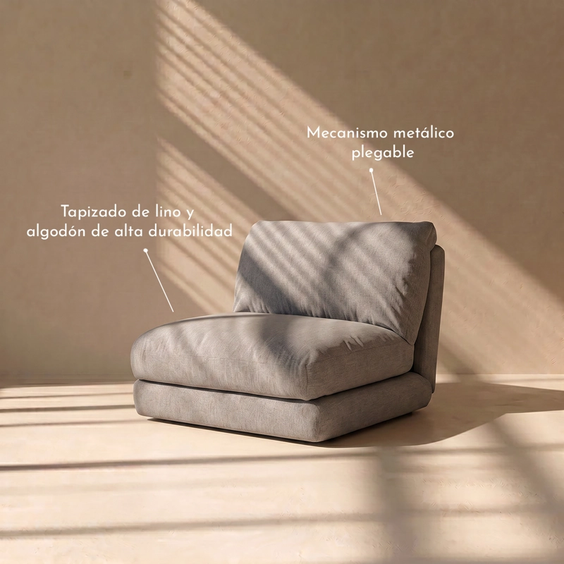 SOFA CAMA PLEGABLE GRIS - 4