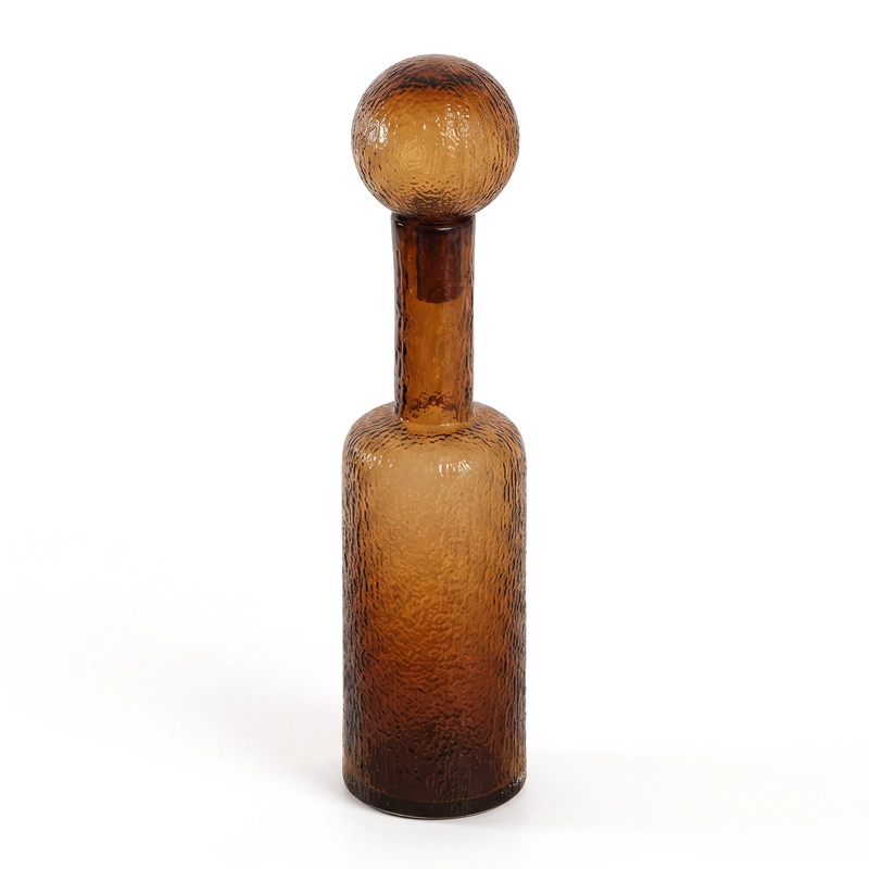 BOTELLA DECORATIVA JARRON VIDRIO AMBAR CAFE  GRANDE 56CM - 2