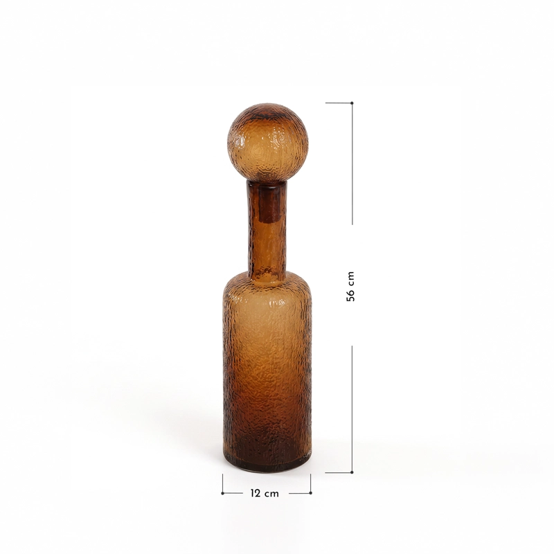 BOTELLA DECORATIVA JARRON VIDRIO AMBAR CAFE  GRANDE 56CM - 3