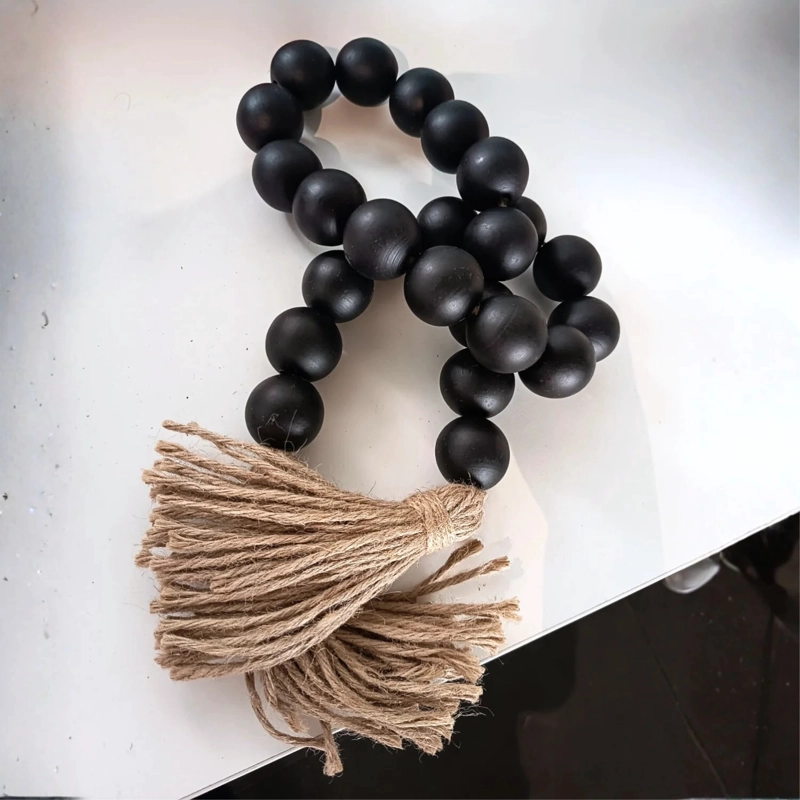 GUIRNALDA ROSARIO DE MADERA NEGRA PARA DECORACION DE CENTRO DE MESA - 3