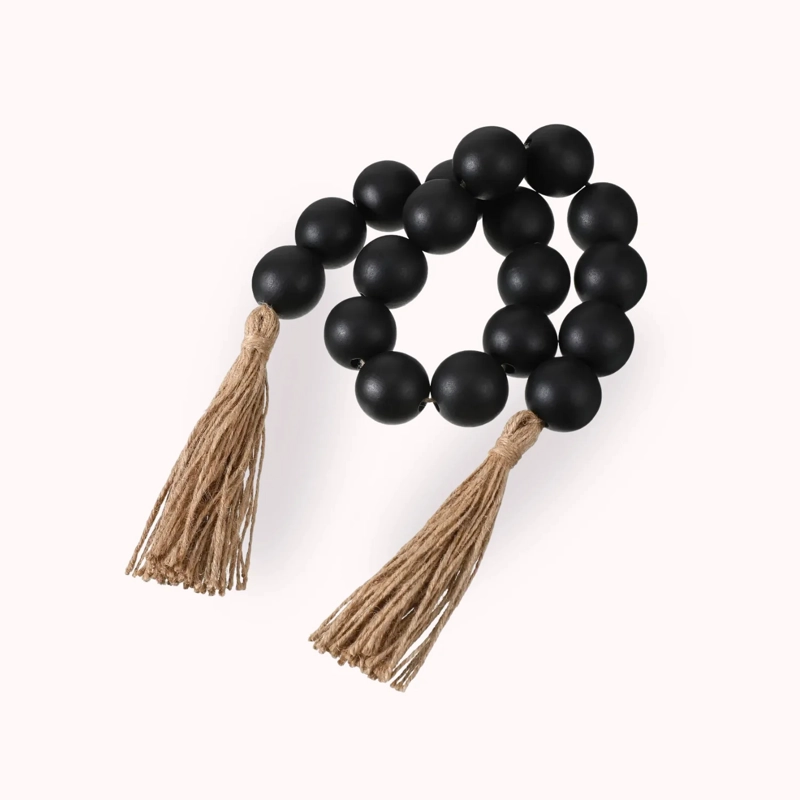 GUIRNALDA ROSARIO DE MADERA NEGRA PARA DECORACION DE CENTRO DE MESA - 4