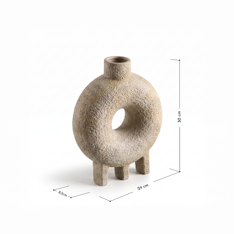 FLORERO JARRON DECORATIVO CIRCULAR DE CERAMICA PARA MESA - 3
