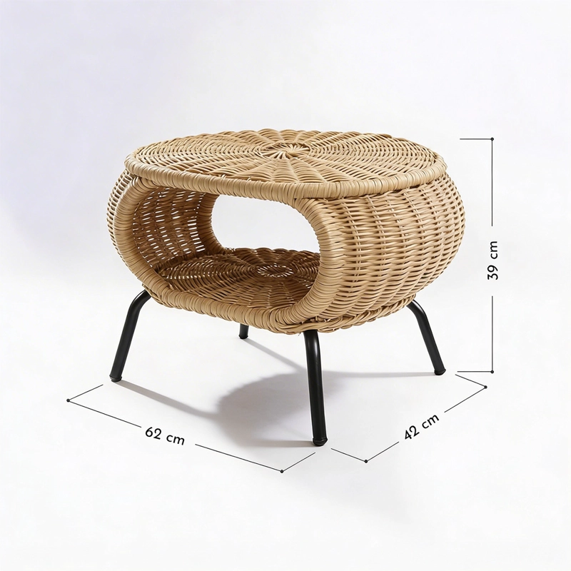 MESA OTOMANA APOYAPIE S EN RATTAN ESTILO MINIMALISTA PARA LIVING - 2