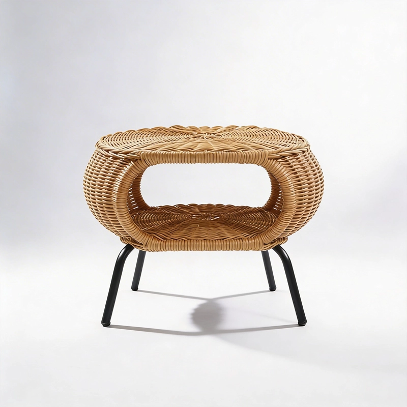 MESA OTOMANA APOYAPIE S EN RATTAN ESTILO MINIMALISTA PARA LIVING - 3