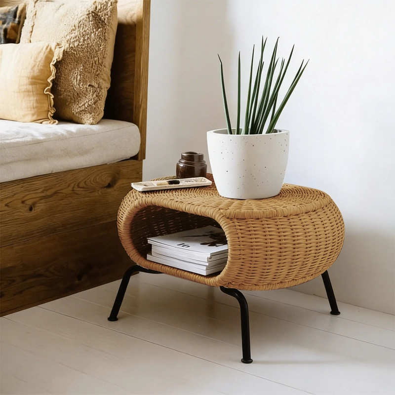 MESA OTOMANA APOYAPIE S EN RATTAN ESTILO MINIMALISTA PARA LIVING - 5