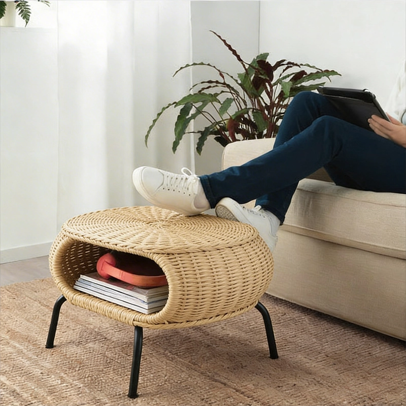 MESA OTOMANA APOYAPIE S EN RATTAN ESTILO MINIMALISTA PARA LIVING - 6