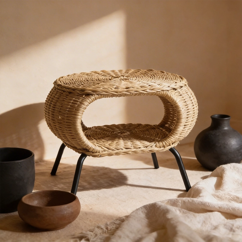 MESA OTOMANA APOYAPIE S EN RATTAN ESTILO MINIMALISTA PARA LIVING - 8