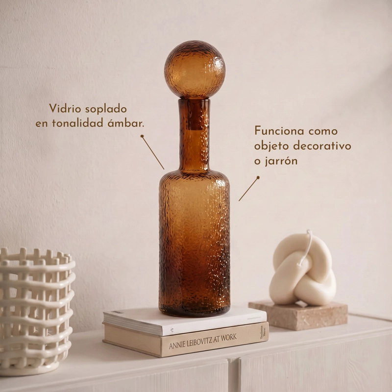 BOTELLA FLORERO DE VIDRIO AMBAR FORMATO 50 CM - 2