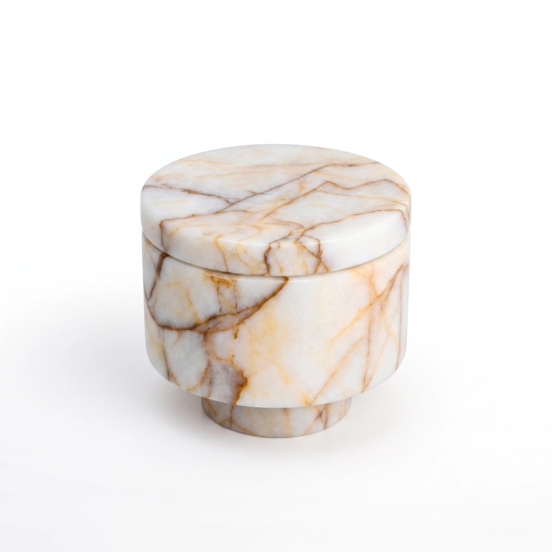 MINI BOWL JOYERO DE MARMOL BLANCO CON TAPA ORGANIZADOR DECO - 9