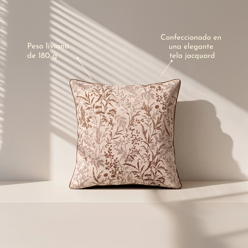 COJIN BOTANICO JACQUARD BEIGE ESTILO NORDICO ORGANIC WARM CLASSIC ELEGANT - 4