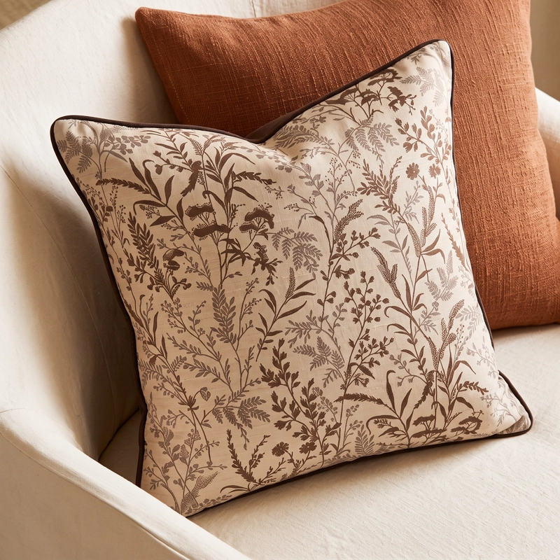 COJIN BOTANICO JACQUARD BEIGE ESTILO NORDICO ORGANIC WARM CLASSIC ELEGANT - 7