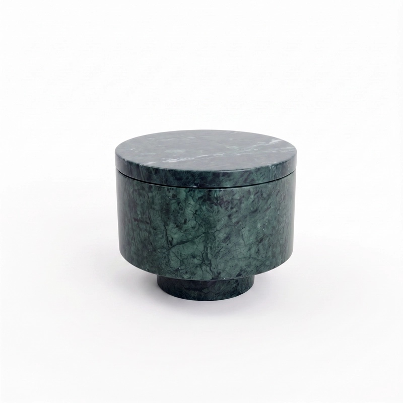 MINI BOWL JOYERO DE MARMOL VERDE CON TAPA ORGANIZADOR DECO - 9
