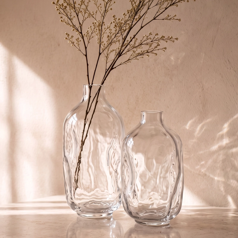 SET DE 2 FLOREROS DECORATIVOS CON MARCO WAVY TAMAÑOS M Y L PARA LIVING - 1