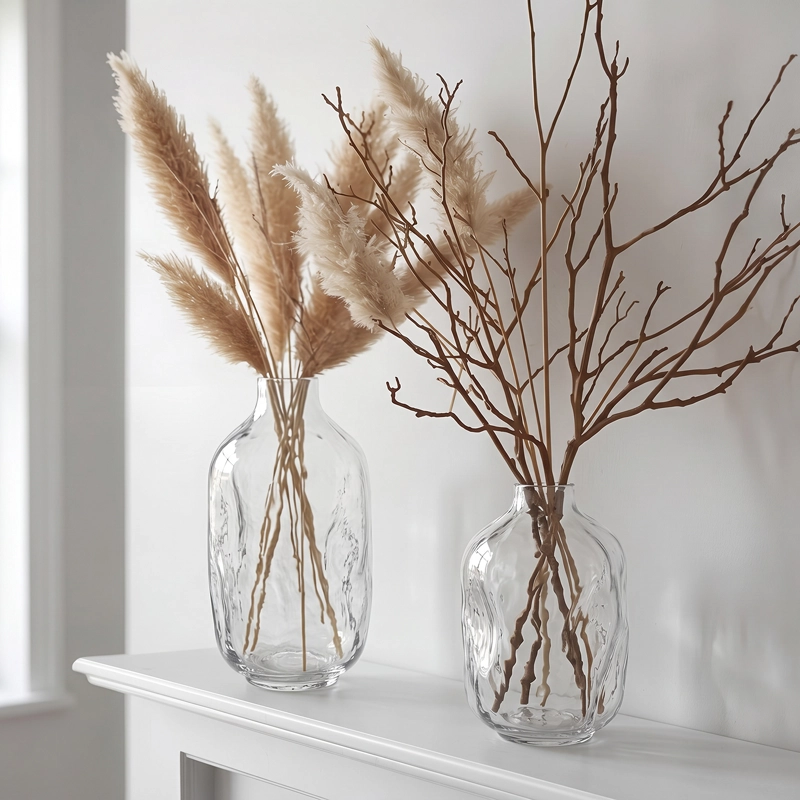 SET DE 2 FLOREROS DECORATIVOS CON MARCO WAVY TAMAÑOS M Y L PARA LIVING - 8